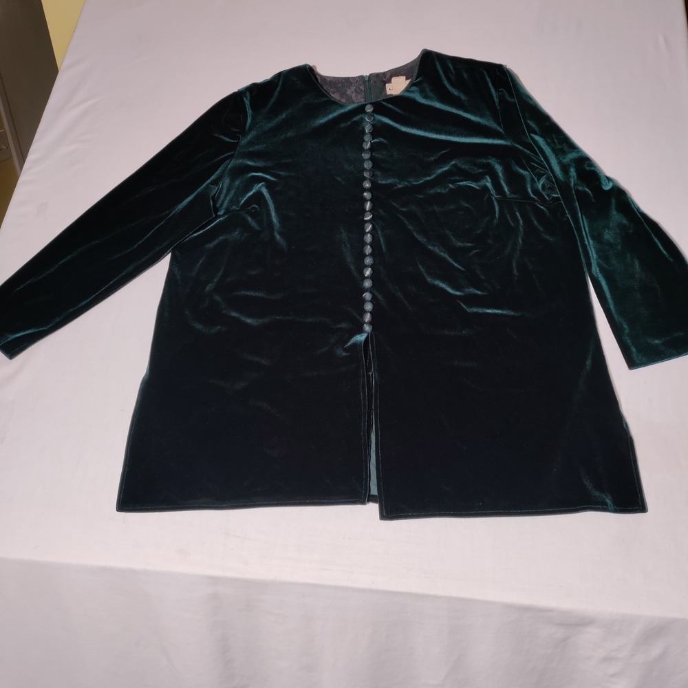 Dark Green Velvet Button Tunic Top Size 22W,  NWT J.B.S. LTD - Imperfect